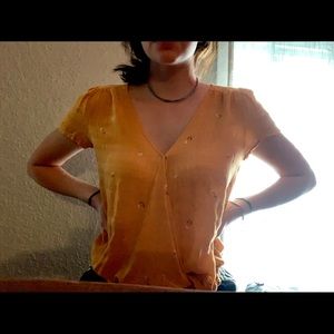 short sleeve orange blouse